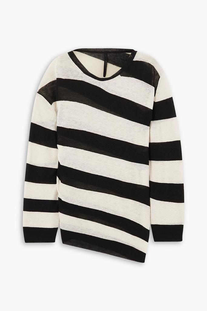 PETAR PETROV Asymmetric striped linen, cashmere and silk-blend sweater