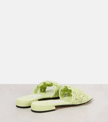 Jimmy Choo Chara raffia and leather slides 2