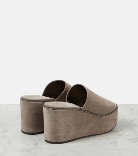 Brunello Cucinelli Suede platform slides 3