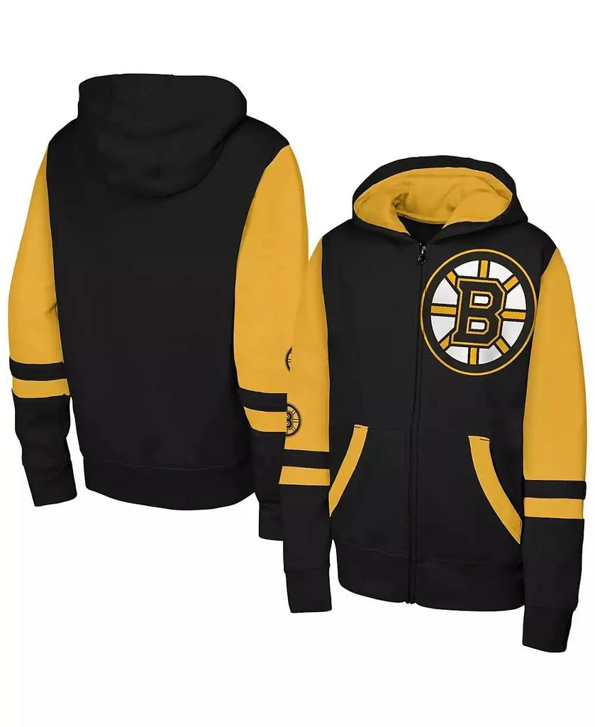 Outerstuff Big Boys and Girls Black Boston Bruins Face Off Full-Zip Hoodie 1