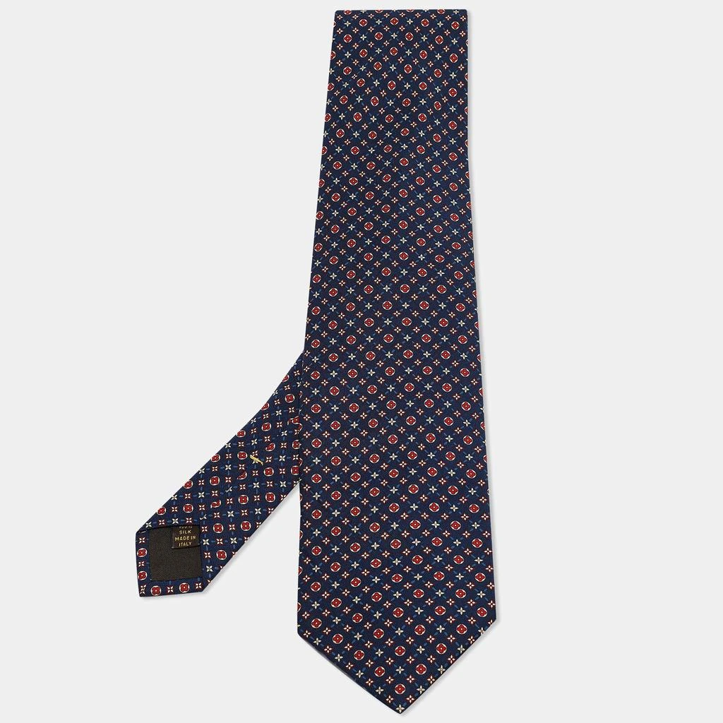 Louis Vuitton Louis Vuitton Blue Monogram Print Silk Traditional Tie  1