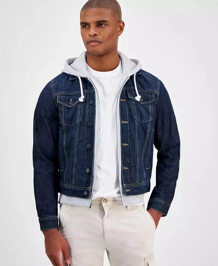 Sun + Stone Men's Reeves Trucker Hooded Denim Jacket, Created for Macy's 1