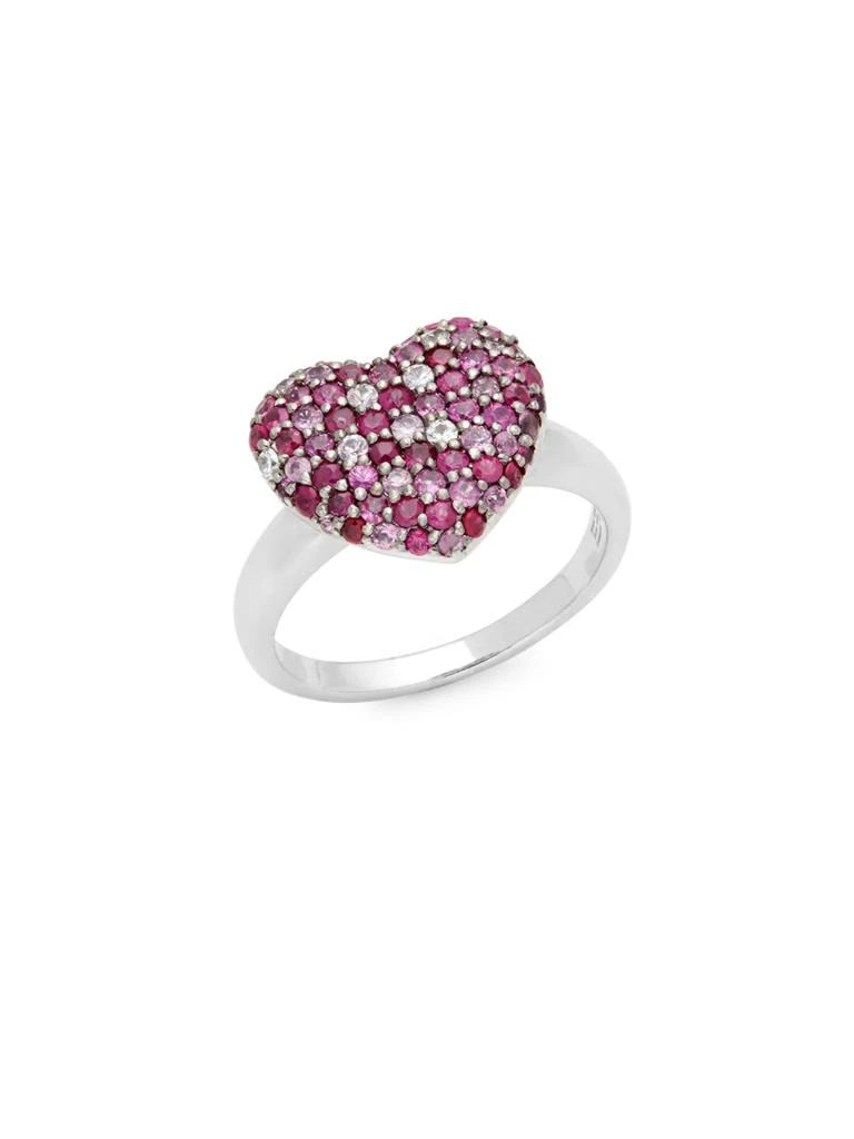 Effy Sterling Silver, Ruby 
Sapphire Heart Ring
