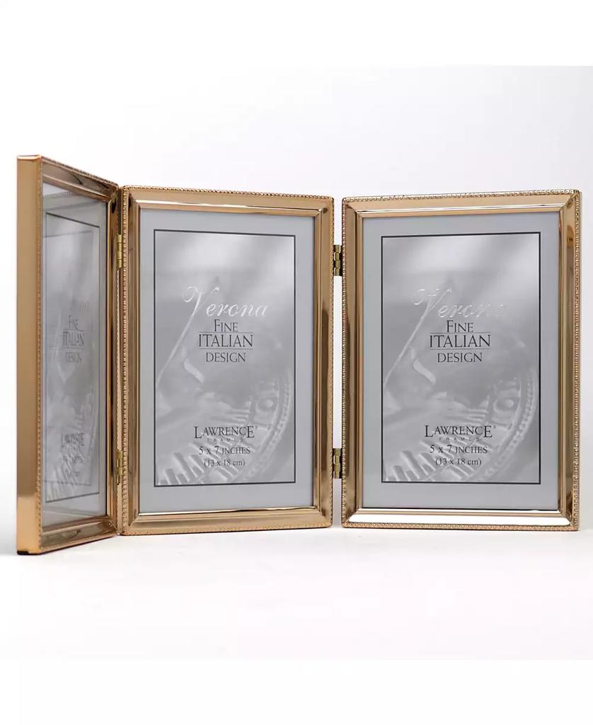 Lawrence Frames Polished Metal Hinged Triple Picture Frame - Bead Border Design, 5" x 7"