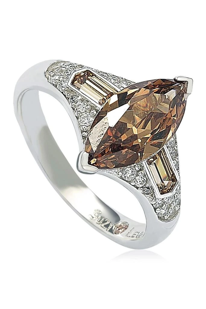 Suzy Levian Sterling Silver Brown CZ Marquise Ring 1