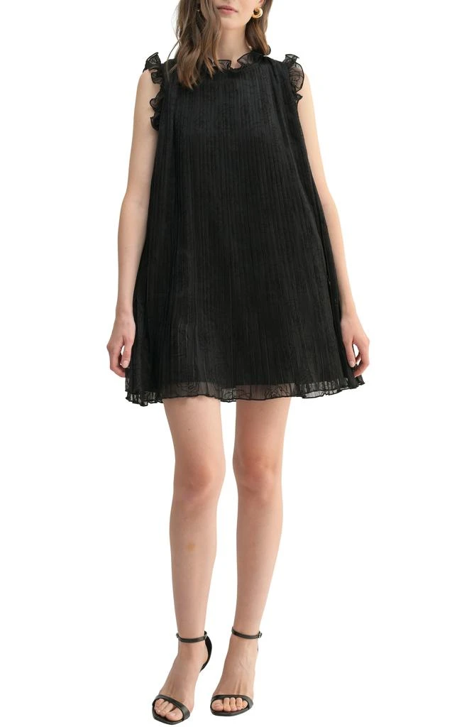 Lush Floral Imprint Textured Chiffon Dress 1