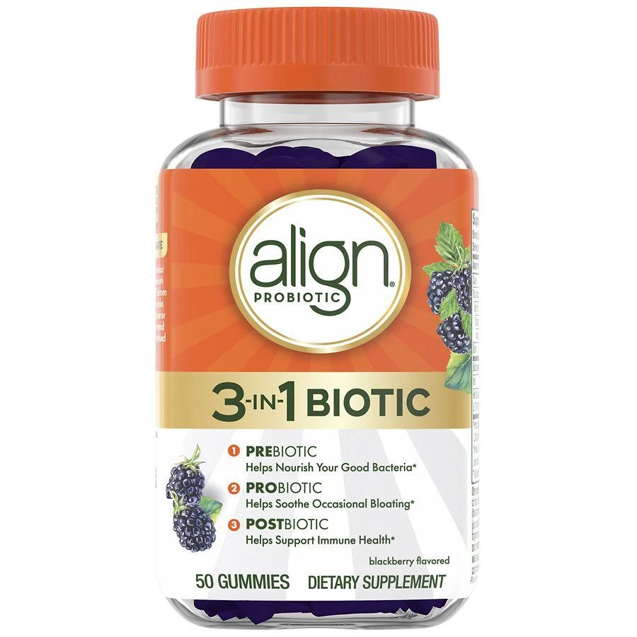 Align Probiotic, 3-in-1 Biotic Gummies, Prebiotic + Probiotic + Postbiotic Blackberry 1
