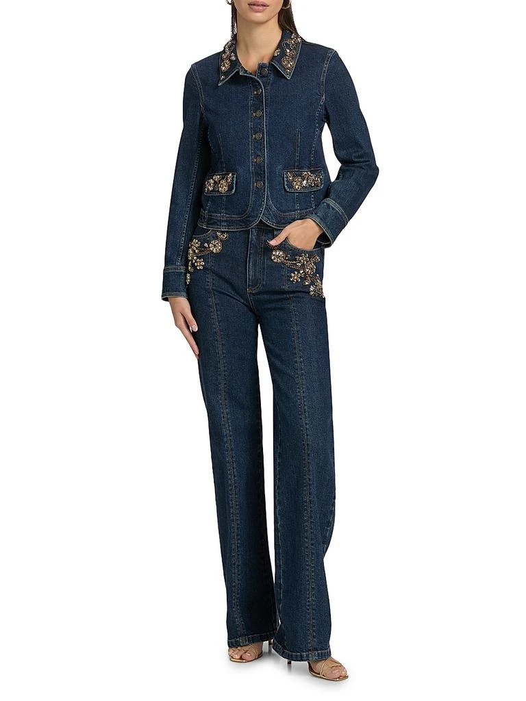 Cinq à Sept Reve Crystal Ivy-Embellished Denim Button-Front Jacket 2