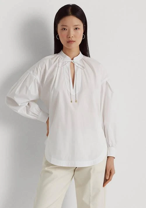 Ralph Lauren Ralph Lauren Cotton Blend Tie Neck Blouse 1
