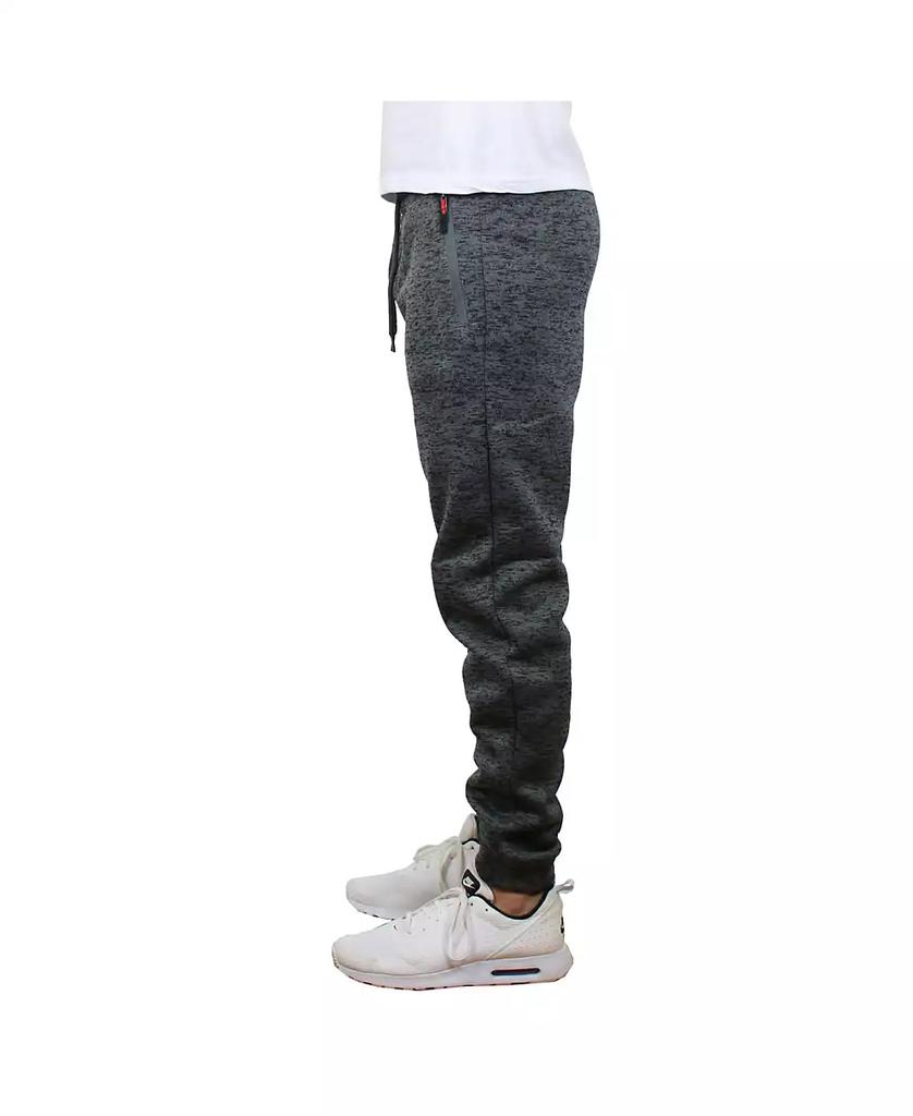 Galaxy By Harvic Men's Slim-Fit Marled Fleece Joggers with Zipper Side Pockets