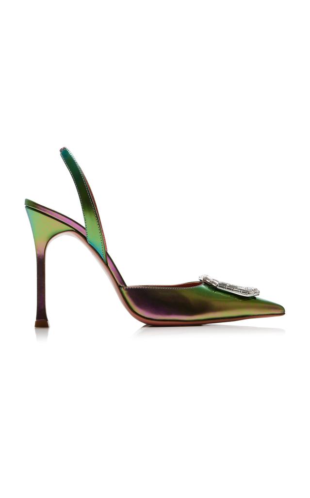 Amina Muaddi Amina Muaddi - Camelia Patent Leather Slingback Pumps - Green - IT 40.5 - Moda Operandi