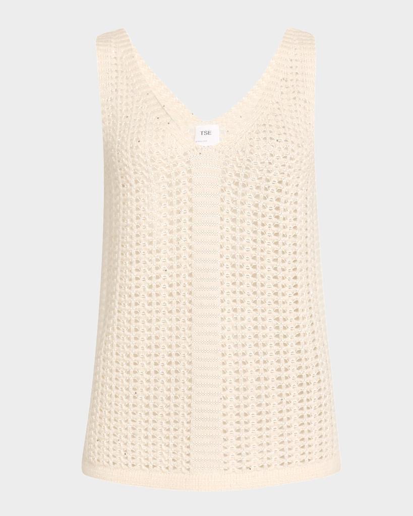 TSE Cashmere Sequin Open-Knit Tank