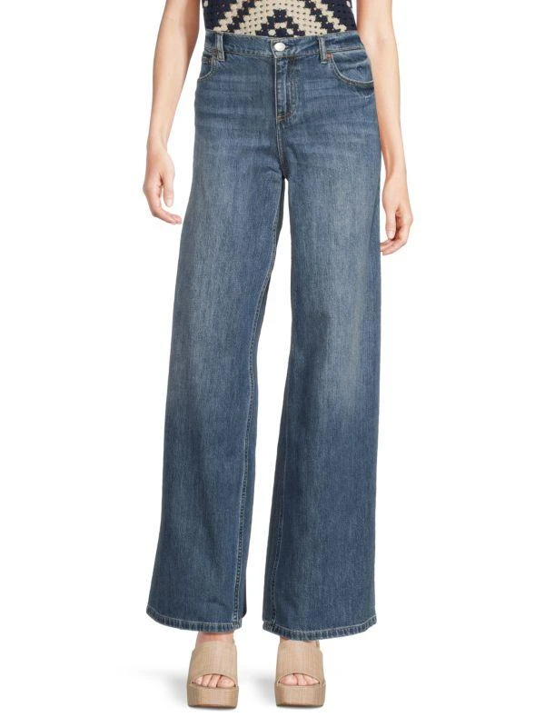 Alice + Olivia Harper Light Wash Cotton Jeans 1