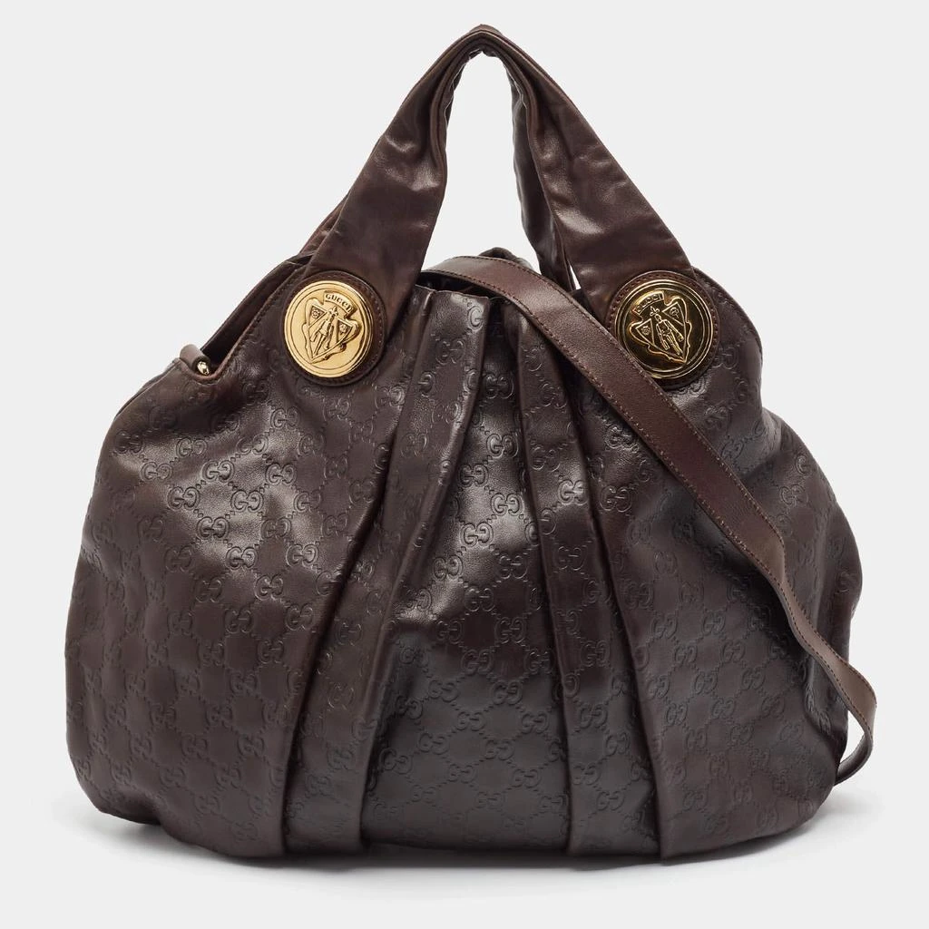 Gucci Gucci Dark Brown Guccissima Leather Large Hysteria Hobo 1