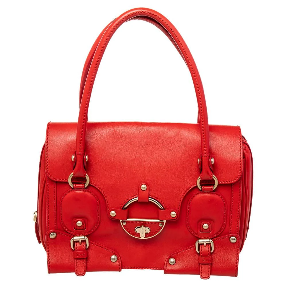 Versace Versace Red Leather Studded Tote 1