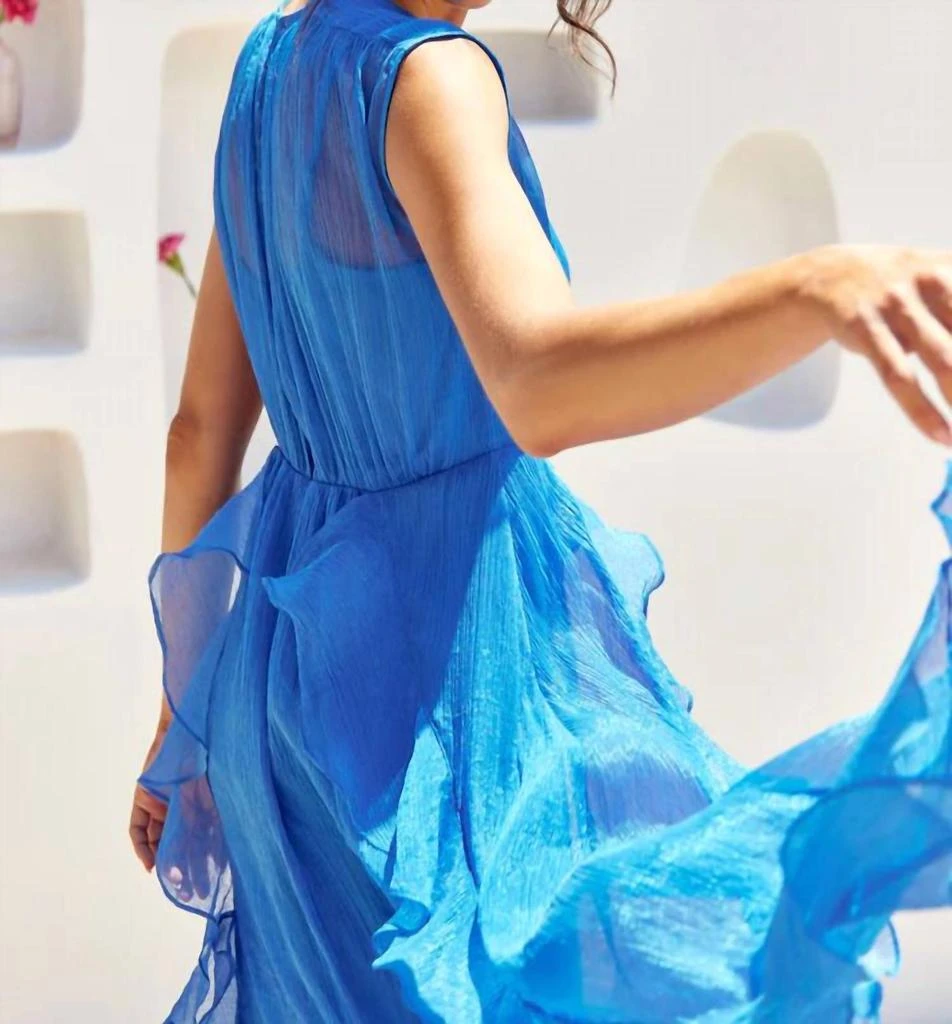 Adelyn Rae Rosalie Cascading Ruffled Midi Dress In Blue 4