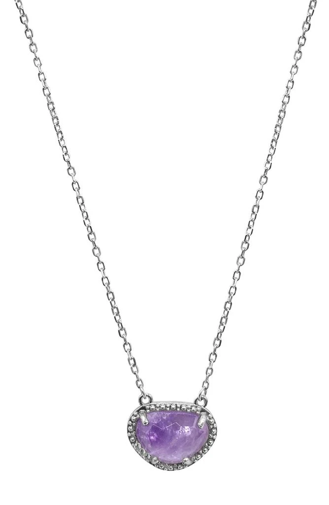 ADORNIA FINE Sterling Silver Birthstone Halo Pendant Necklace