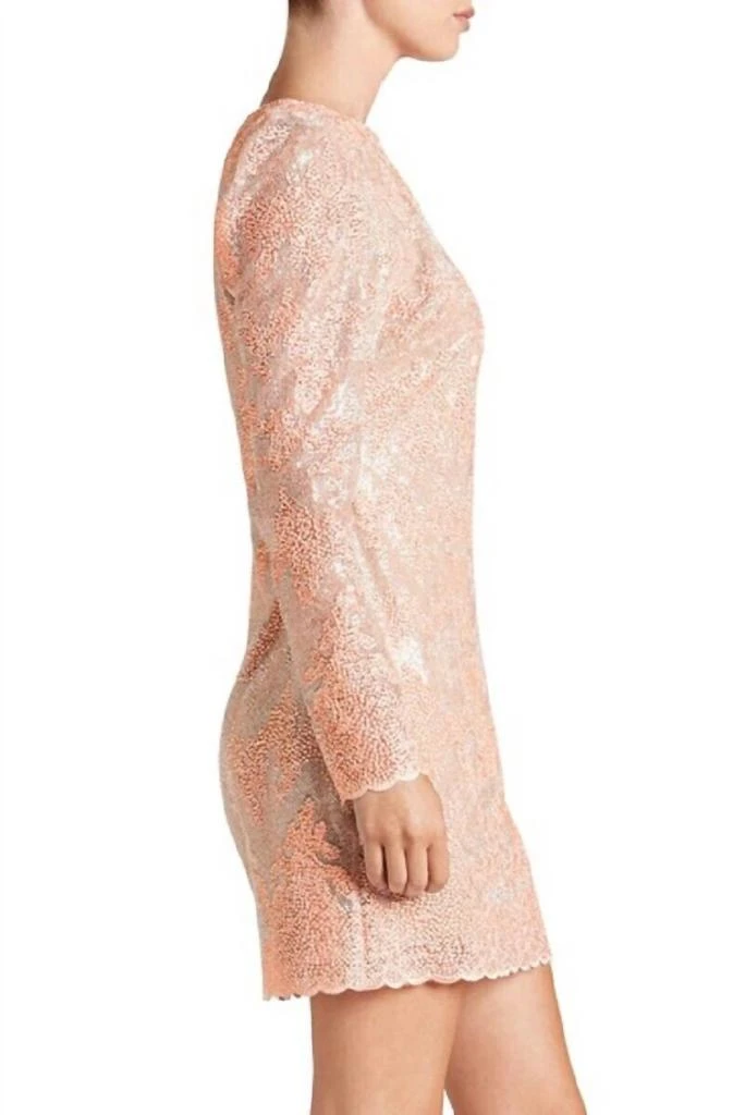 Dress The Population Dress The Population - Long Sleeve Coral Sequin Lace Mini Cocktail Dress 2