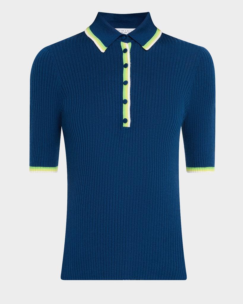 Gabriela Hearst Perro Rib Short-Sleeve Polo Shirt