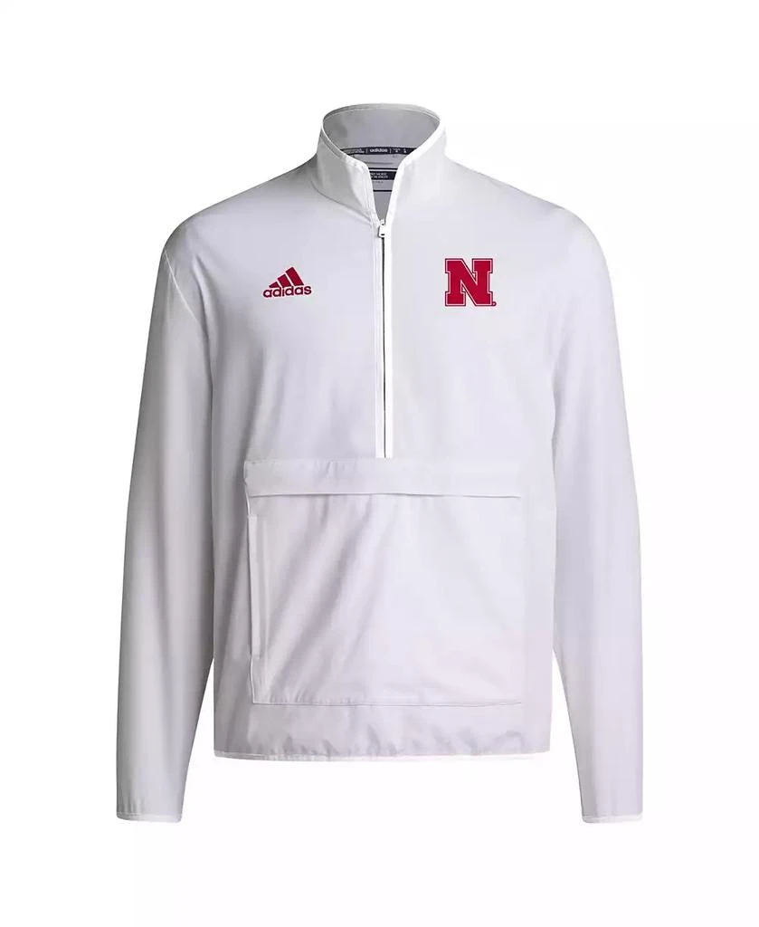 Adidas Men's White Nebraska Huskers Coaches Sideline Half-Zip Jacket 3