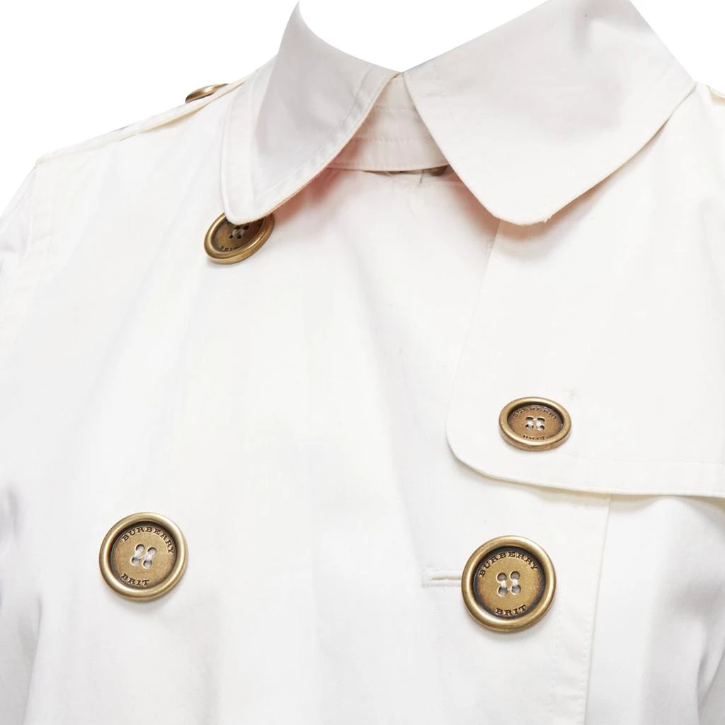 Burberry cream cotton metal logo buttons short trench coat 2