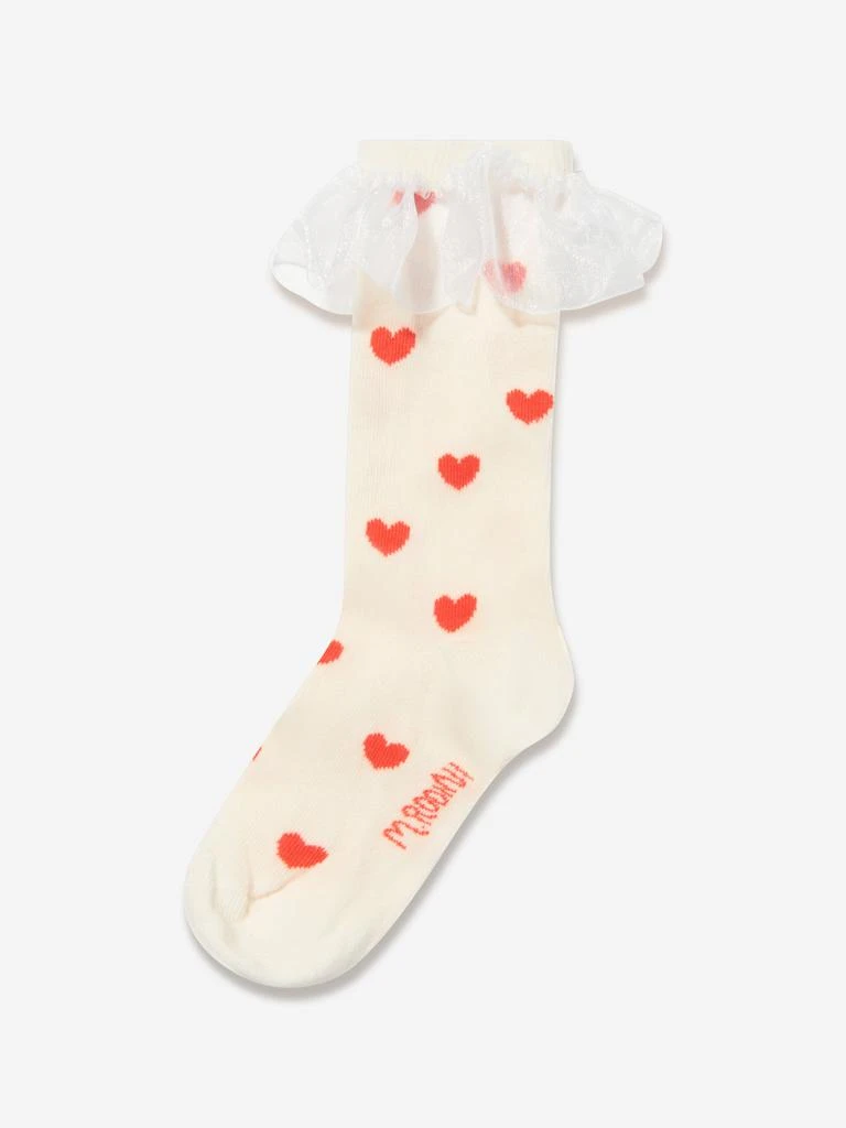 Mini Rodini Mini Rodini Girls Hearts Frill Socks in White 2