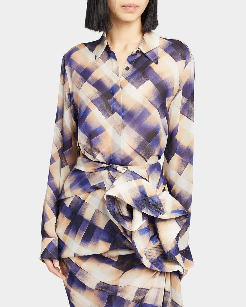 Dries Van Noten Chowy Plaid Button-Front Blouse 4