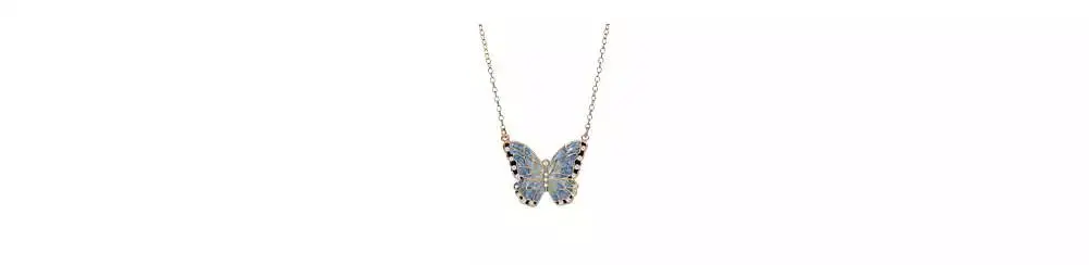 2028 Enamel Crystal Blue Butterfly Necklace