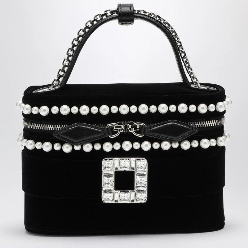 Roger Vivier Roger Vivier Velvet Vanity Bag With Beads Rhinestone Buckle 1