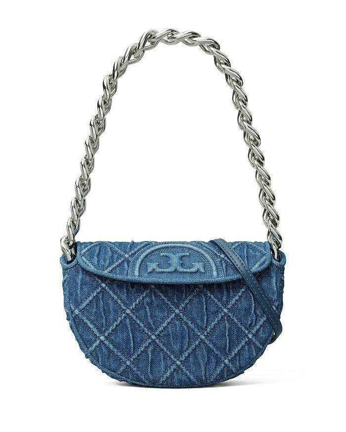 Tory Burch Mini Fleming Soft Denim Crescent Bag   1
