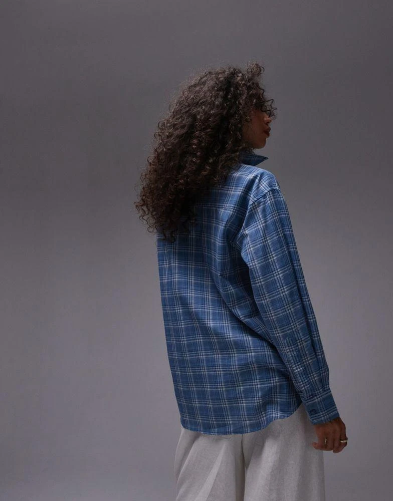 Topshop Topshop longline shirt in blue check 3