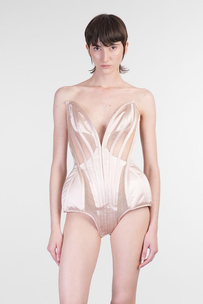Mugler Body In Rose-pink Polyamide