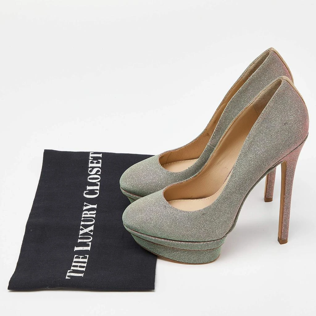 Brian Atwood Brian Atwood Holographic Lurex Fabric Platform Pumps Size 37.5 9