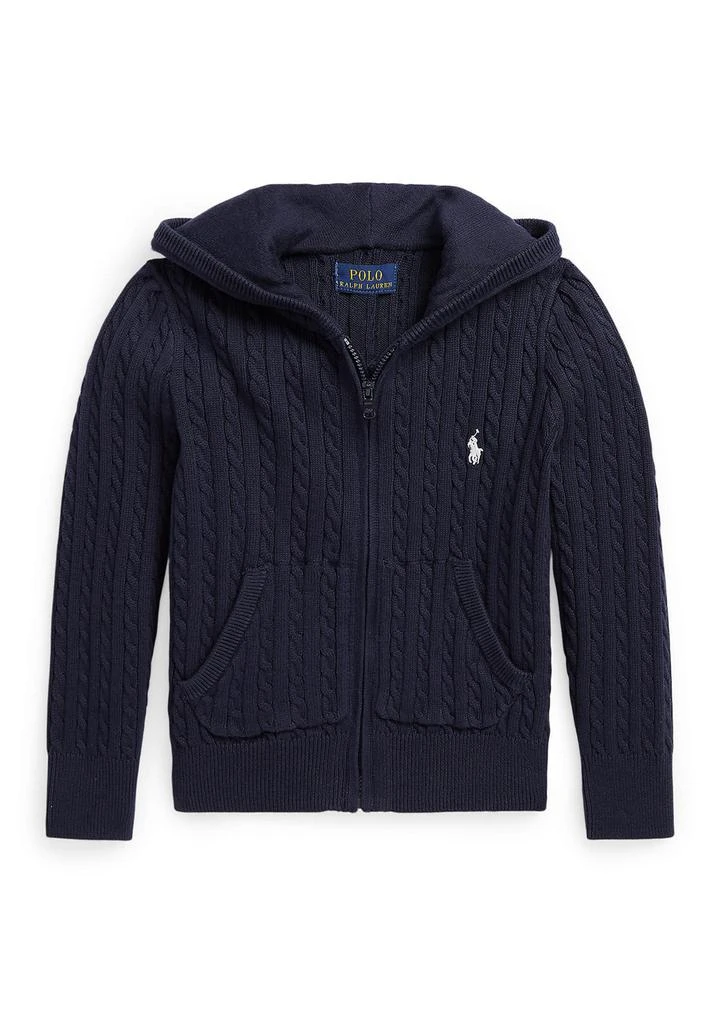 Ralph Lauren Girls 2-6x Mini-Cable Cotton Full-Zip Hoodie