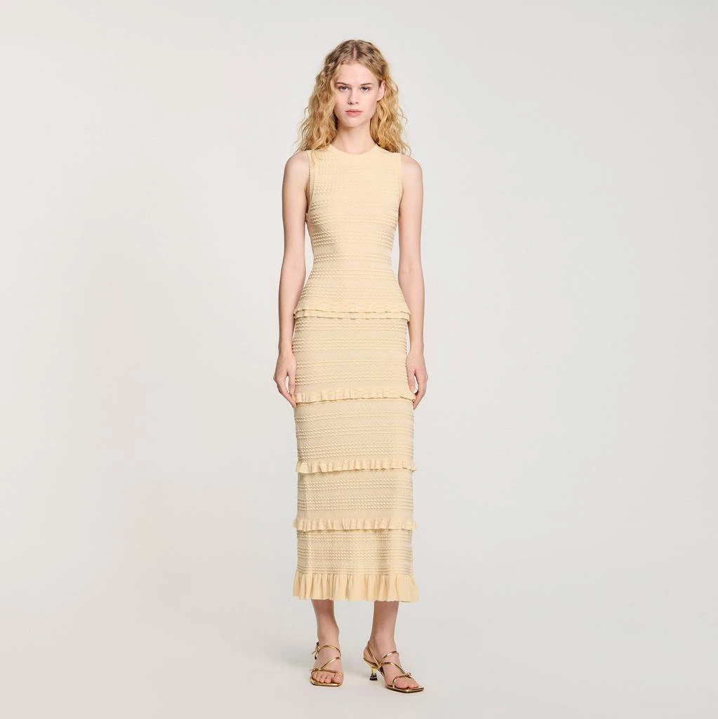 Sandro Ruffled knit maxi dress 1