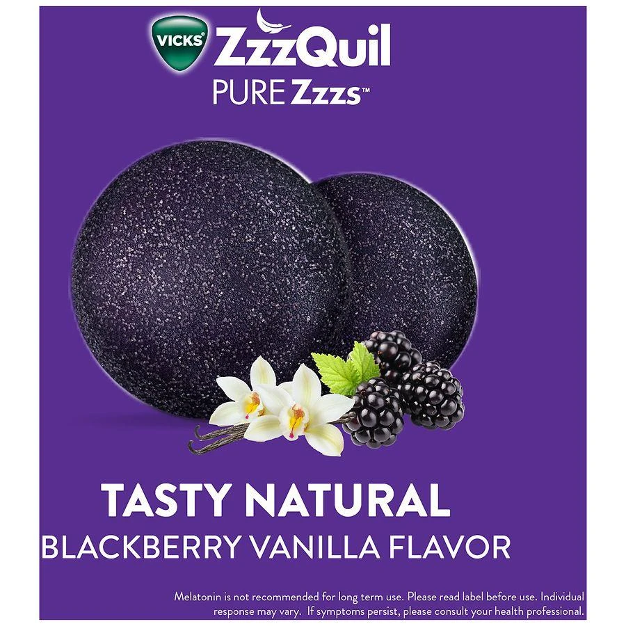 PURE Zzzs De-Stress Melatonin Sleep Aid Gummies, Dietary Supplement, 1mg Blackberry Vanilla 6