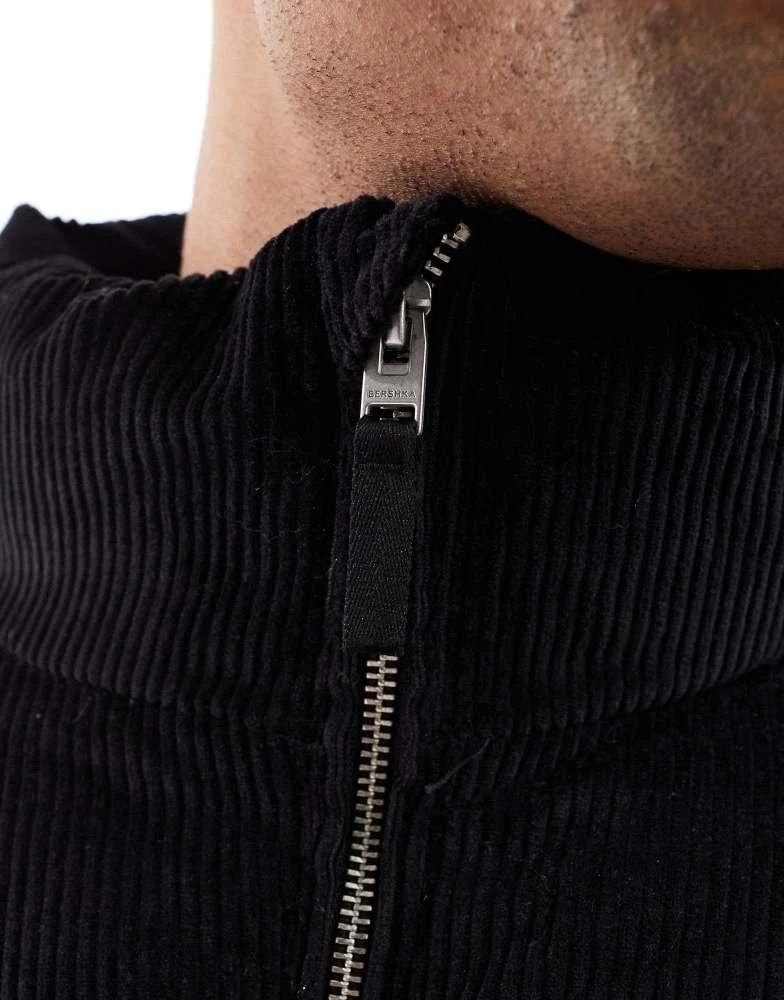 Bershka Bershka cord puffer jacket in black 3
