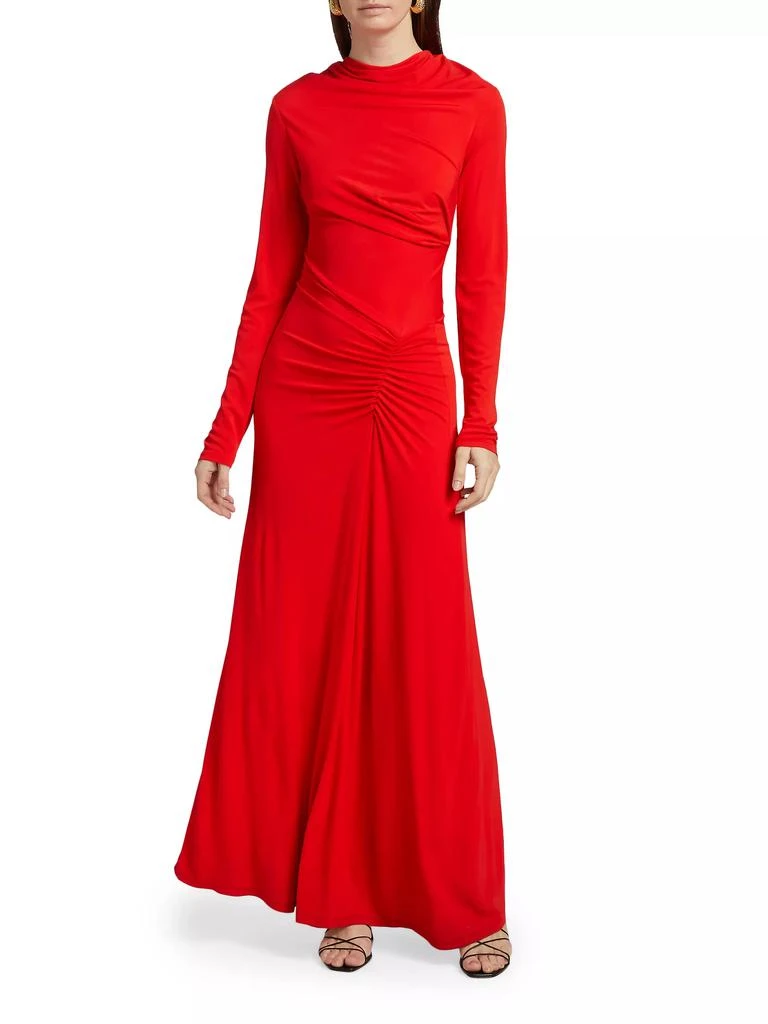 SIMKHAI Ferrera Long-Sleeve Gathered Maxi Dress 3