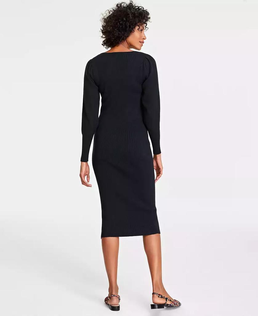 On 34th Women's Square-Neck Rib-Knit Midi Dress, Created for Macy's