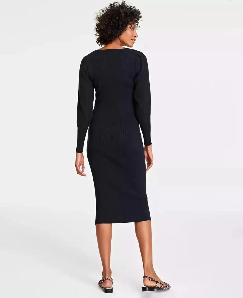 On 34th Women's Square-Neck Rib-Knit Midi Dress, Created for Macy's 2