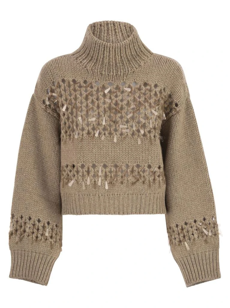 Brunello Cucinelli Brunello Cucinelli Embellished Turtleneck Jumper 1
