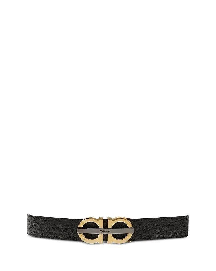 Salvatore Ferragamo Black Elastic Belt with Gold Logo Buckle Salvatore Ferragamo Reversible/Adjustable Belt Polished Gold  main image 3