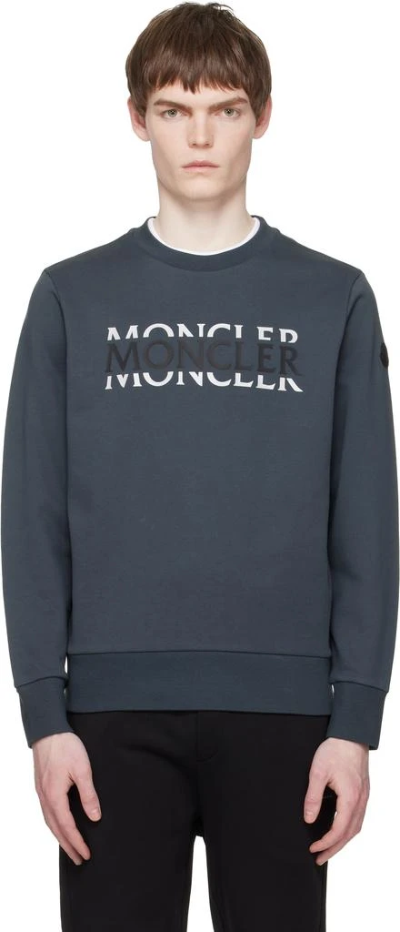 Moncler Gray Logo Cotton Jersey Long Sleeve Sweatshirt