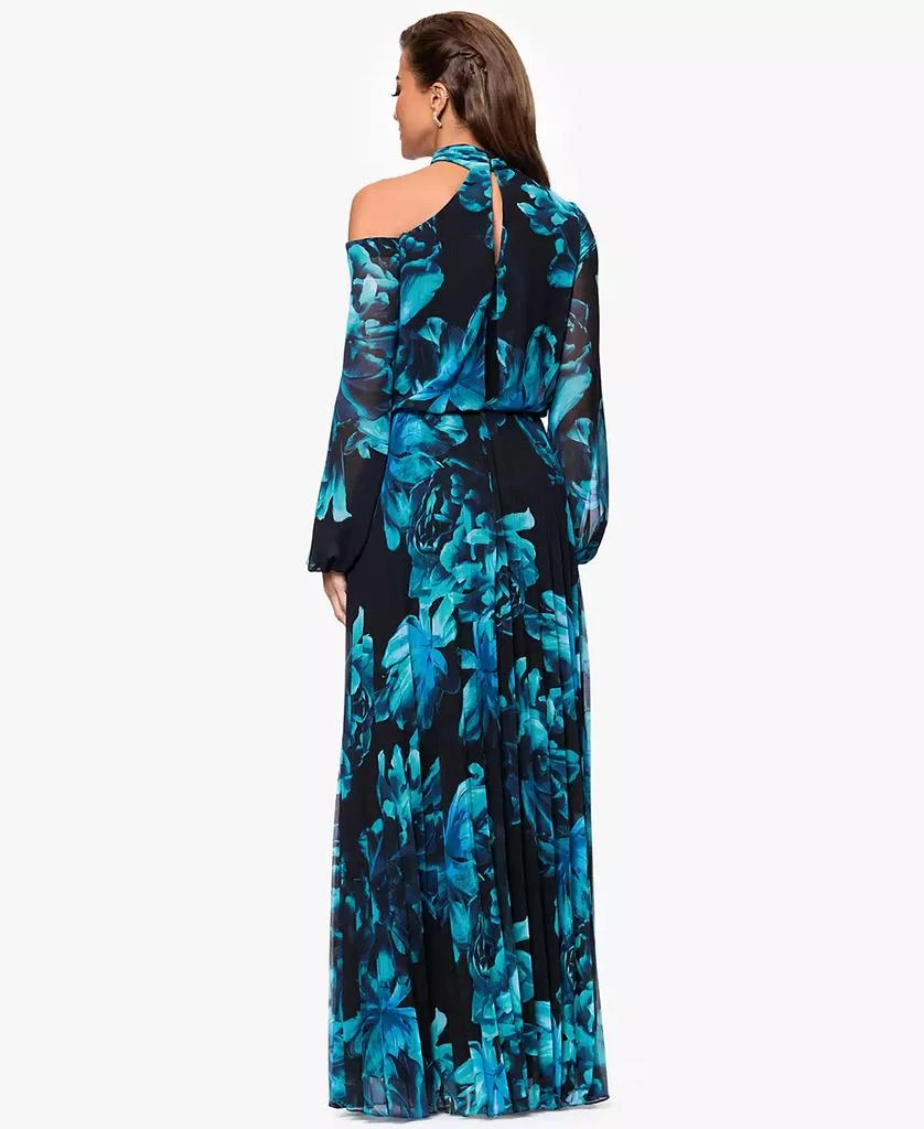 XSCAPE Women's Printed Mock-Neck Cutout Maxi Dress 3