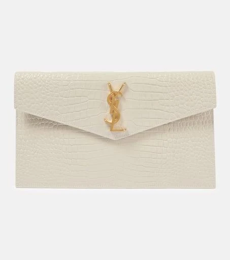 Yves Saint Laurent Uptown croc-effect leather clutch 1