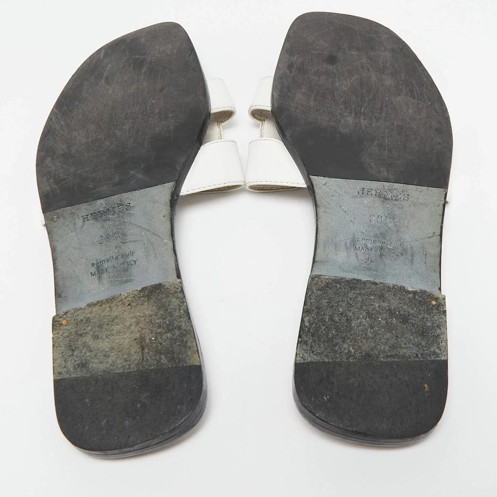 Hermes Hermes White Leather Oran Slide Sandals Size 38.5 6