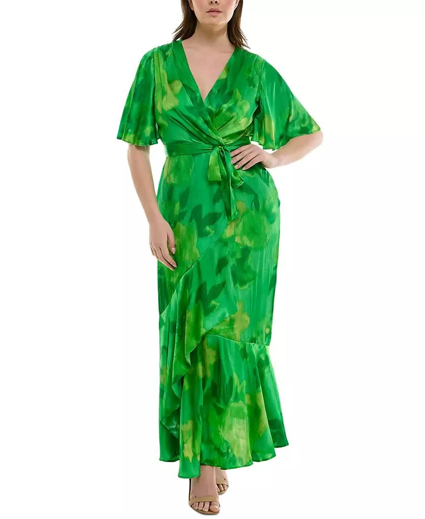 Taylor Plus Size Flutter-Sleeve Faux-Wrap Maxi Dress 3