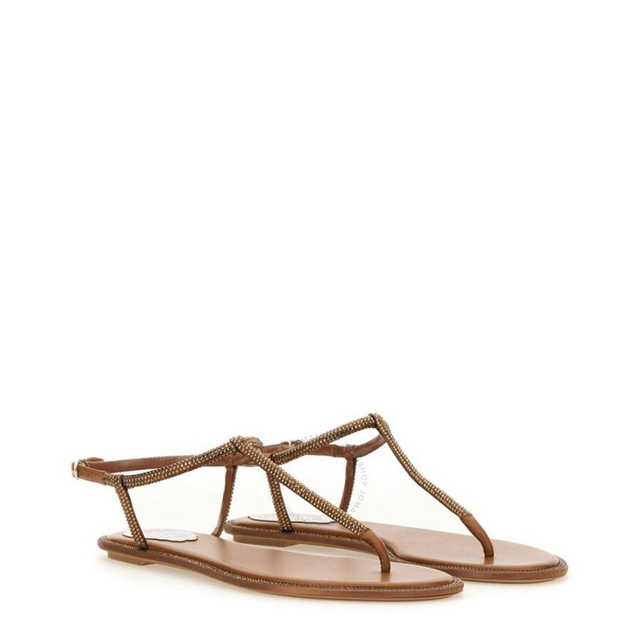 Rene Caovilla Diana Crystal Flat Sandals