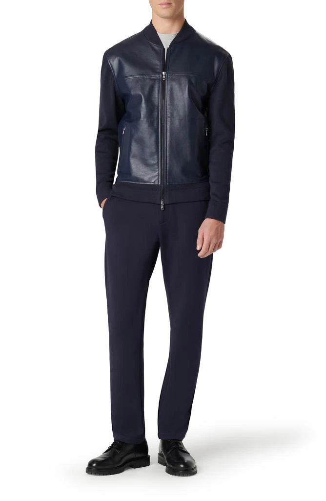 BUGATCHI Leather Front Zip-Up Cotton & Cashmere Cardigan 6