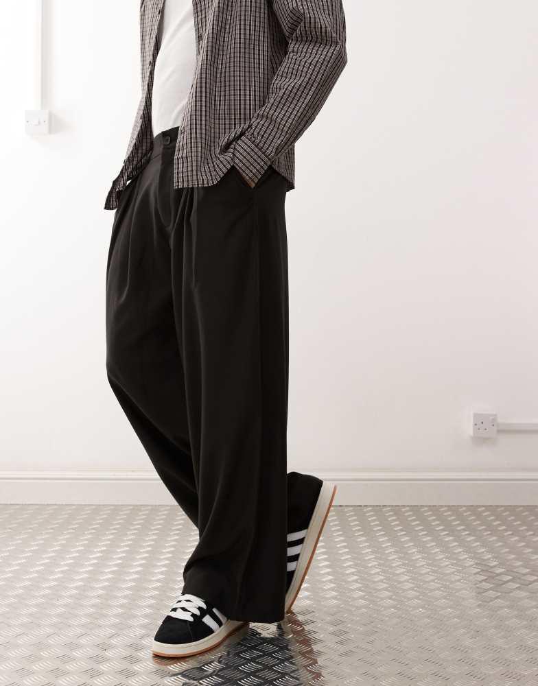 COLLUSION COLLUSION smart wide leg trouser in black